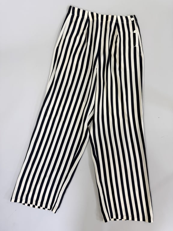 Vintage 1980s Calvin Klein Stripe Silk Trousers (1 of 5)