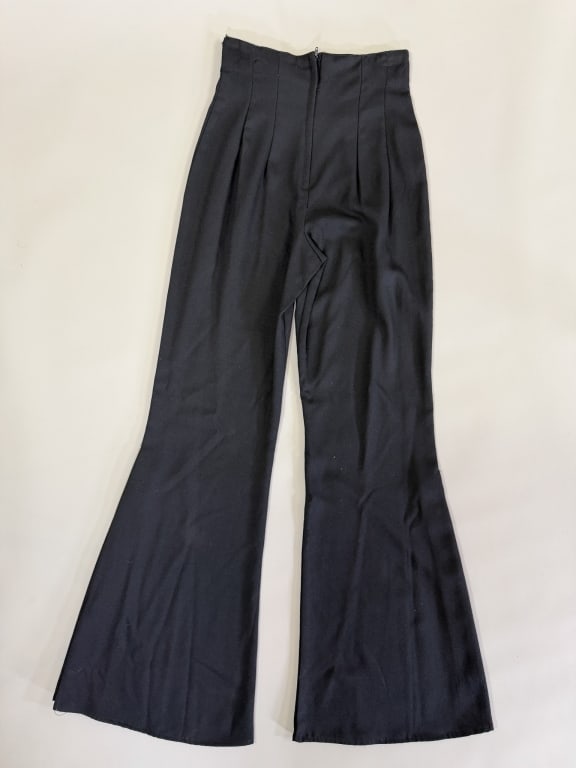 Vintage 1980s Crepe Button Bell Bottoms Pants (1 of 5)