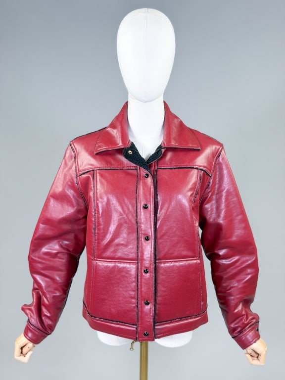 Vintage 1990s St John Pleather Jacket Coat (1 of 7)