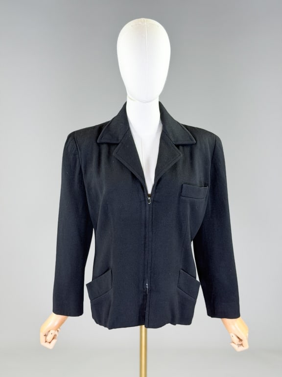 Vintage 1990s Donna Karan Wool Zip Front Coat (1 of 5)