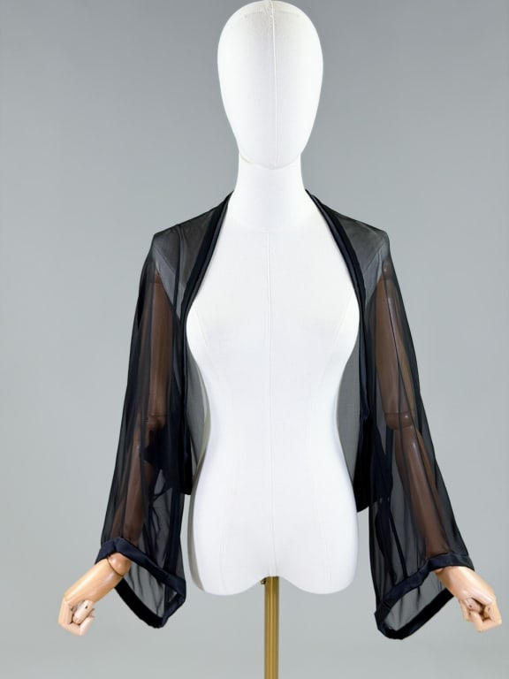 Vintage Silk Chiffon Cropped Bolero Jacket Top (1 of 8)