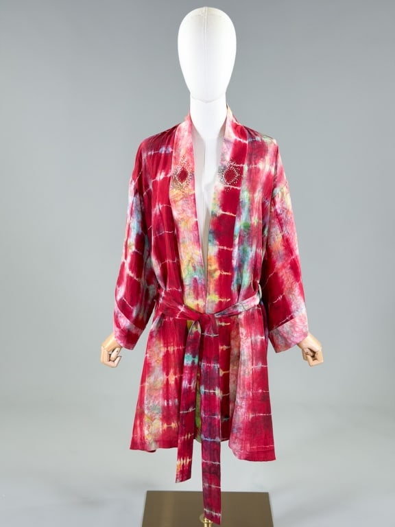 Josie Natori Silk Tie Dyed Beaded Robe Jacket (1 of 10)