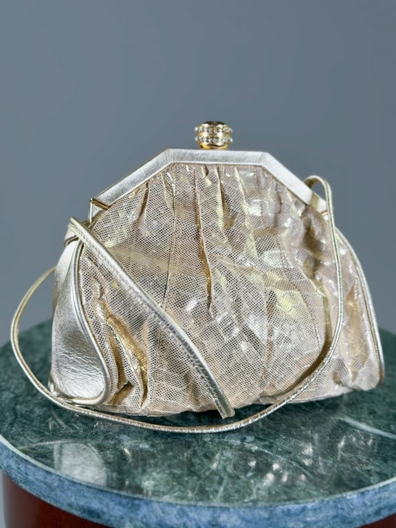 Vintage Barbara Bolan Gold Leather Evening Bag (1 of 9)