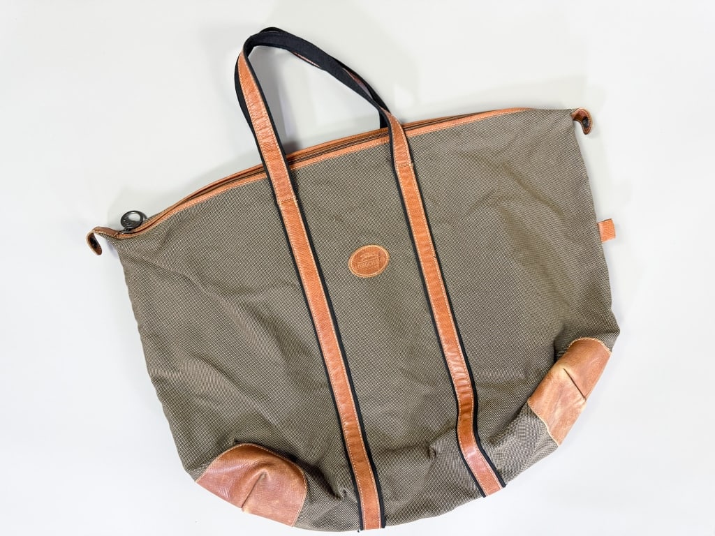 Vintage Longchamp Paris Canvas Leather Tote Bag (1 of 10)