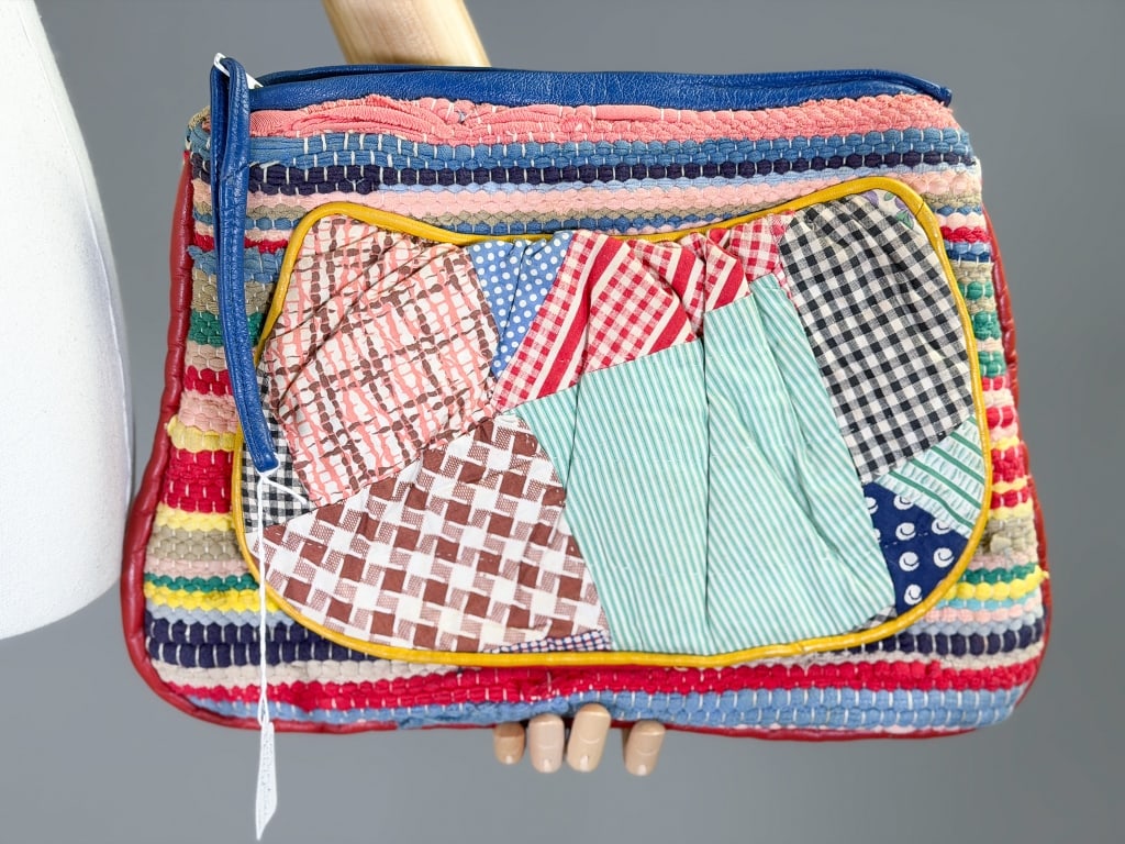 Vintage Saks Patchwork Rag Rug Clutch Bag (1 of 7)