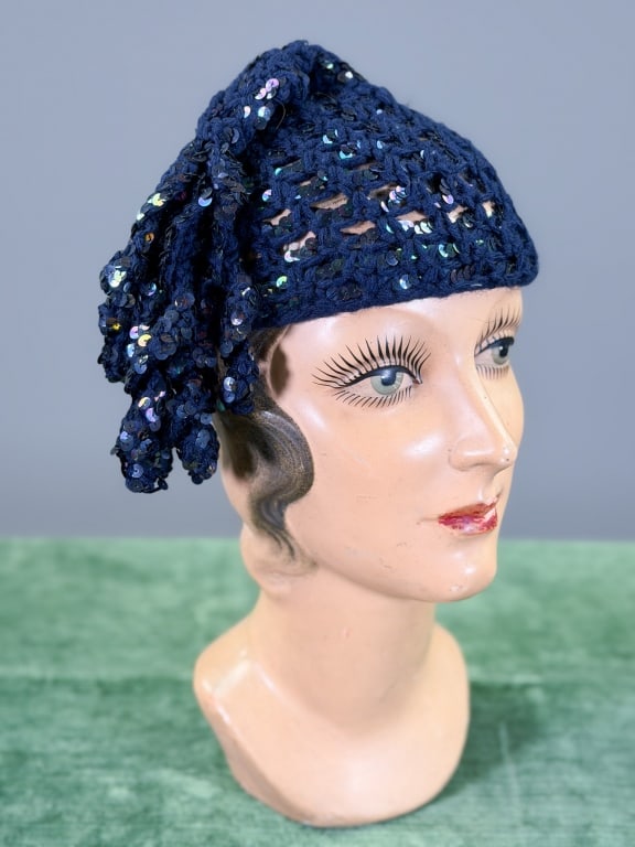 Vintage Suzy Crochet Sequin Cap Hat (1 of 6)