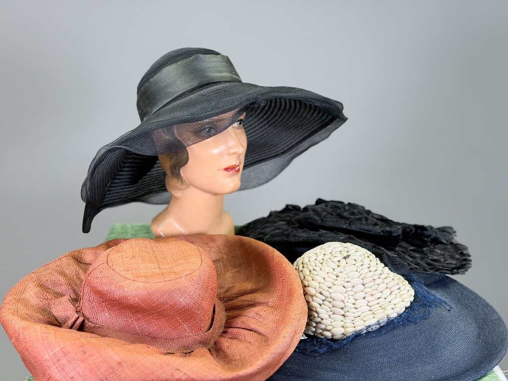 Collection of Five Vintage Straw & Horsehair Hats (1 of 10)