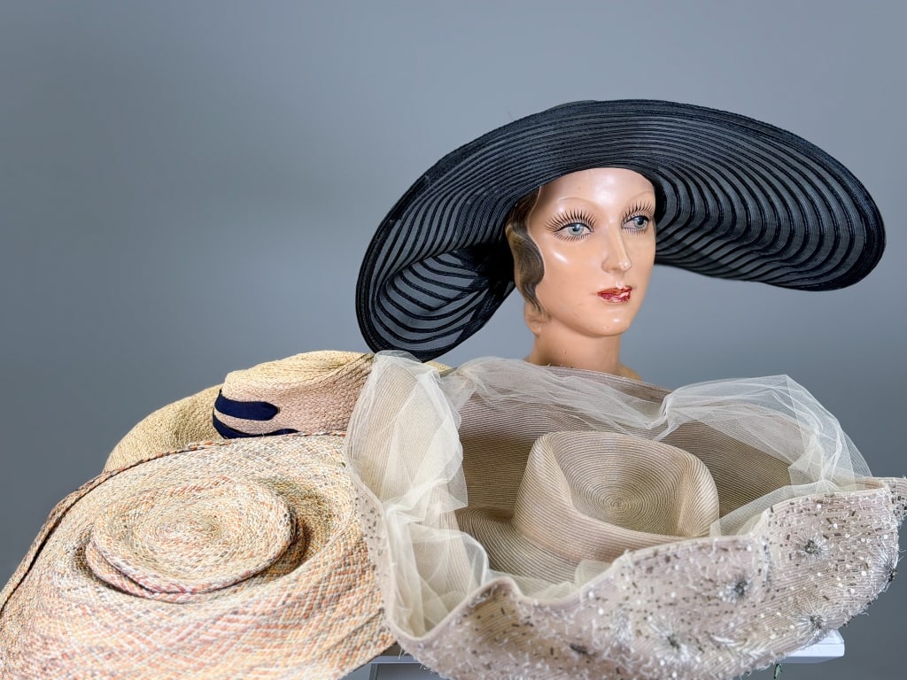 Collection of Four Vintage Straw & Horsehair Hats (1 of 10)