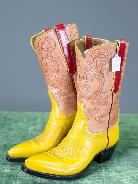 Vintage Tooled Leather Western Custom Cowboy Boots (1 of 10)