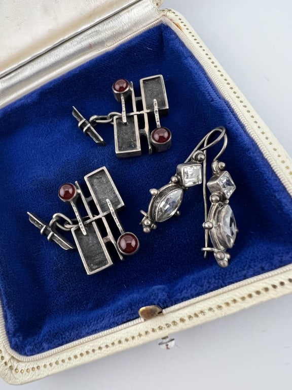 Pair Sterling Earrings & Sterling Cuff Links (1 of 6)