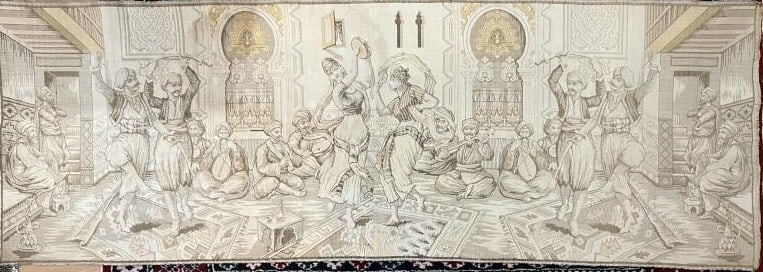 Antique C 1920s European Tapestry of Harem Scene (1 of 8)