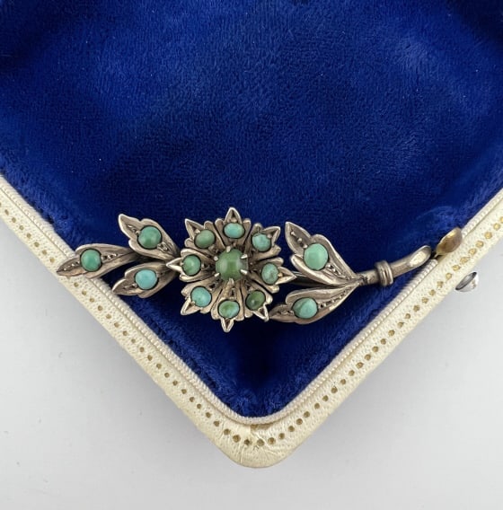 Antique 19th C Austro Hungarian Silver Turquoise (1 of 7)