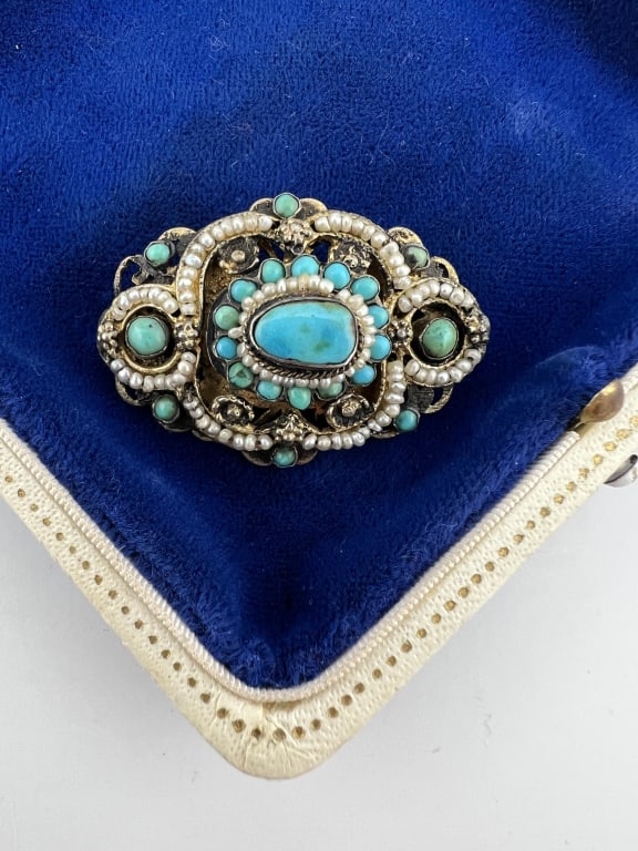 Antique 19th C Austro Hungarian Silver Turquoise (1 of 7)