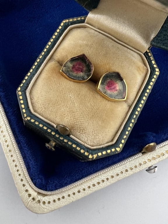22k & 14kt Gold Watermelon Tourmaline Earrings (1 of 6)