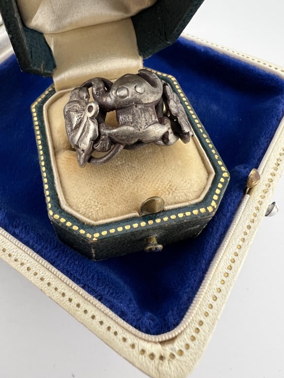 Antique Chinese Export Silver Puzzle Ring 2 of 9: Antique Chinese Export Silver Puzzle Ring 2 of 9. Qing Dynasty antique Chinese export silver ring, from the same collection of antique Chinese jewelry we sold at auction in our October 2025 sale. Frog