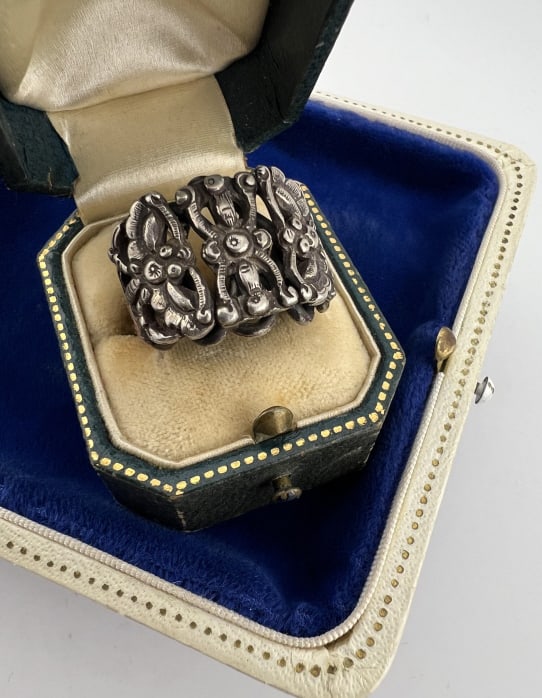 Antique Chinese Export Silver Puzzle Ring 4 of 9: Antique Chinese Export Silver Puzzle Ring 4 of 9. Qing Dynasty antique Chinese export silver ring, from the same collection of antique Chinese jewelry we sold at auction in our October 2025 sale. Butt