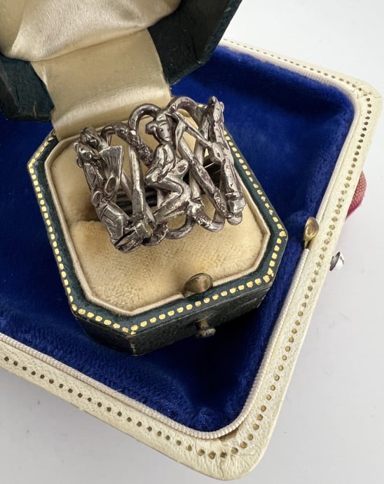 Antique Chinese Export Silver Puzzle Ring 8 of 9: Antique Chinese Export Silver Puzzle Ring 8 of 9. Qing Dynasty antique Chinese export silver ring, from the same collection of antique Chinese jewelry we sold at auction in our October 2025 sale. Desi