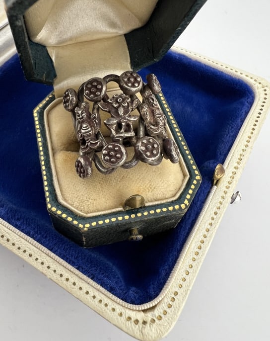 Antique Chinese Export Silver Puzzle Ring 9 of 9: Antique Chinese Export Silver Puzzle Ring 9 of 9. Qing Dynasty antique Chinese export silver ring, from the same collection of antique Chinese jewelry we sold at auction in our October 2025 sale. Desi
