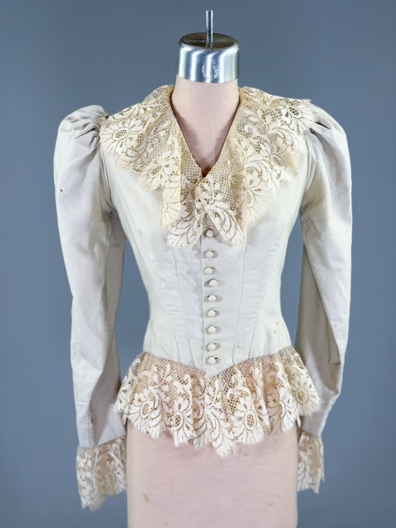 Antique Victorian 1890s Wool Lace Bodice Top (1 of 11)