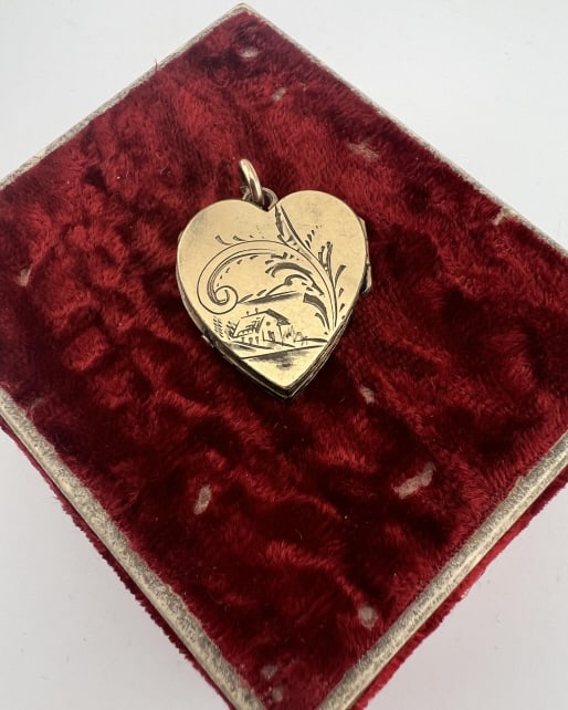 Antique 19th C Gold Filled Heart Form Locket (1 of 6)