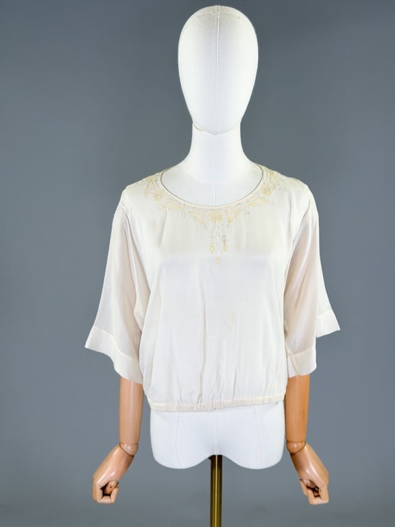 Antique 1920s Silk Beaded Flapper Blouse (1 of 7)