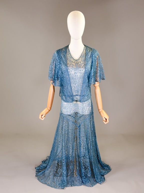 Vintage 1930s Floral Lace Deco Dress Jacket Set (1 of 10)