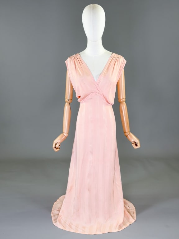 Vintage 1940s Rayon Stripe Slip Dress Night Gown (1 of 10)