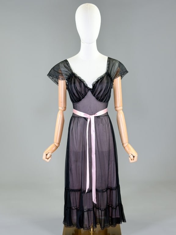 Vintage 1950s Nylon Knit Pleated Slip Dress (1 of 12)
