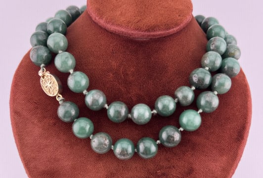 Estate Hand Knotted Nephrite Jade Necklace Strand (1 of 7)
