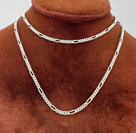 Vintage Italian Sterling Figaro Necklace Chain: Vintage Italian Sterling Silver Figaro Link Necklace Chain. Hallmarked 925 and stamped ITALY. New old stock from a jewelry store liquidation. Measures 18 inches in length