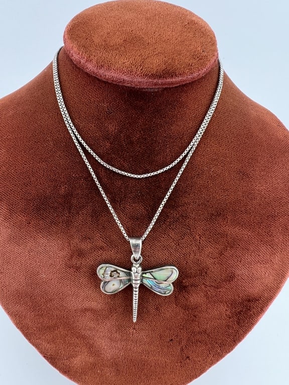Italian Sterling Necklace Chain Dragonfly Pendant (1 of 8)
