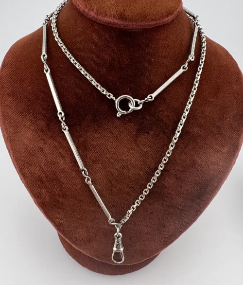 Antique Art Deco Watch Chain Necklace w Dog Clip (1 of 6)