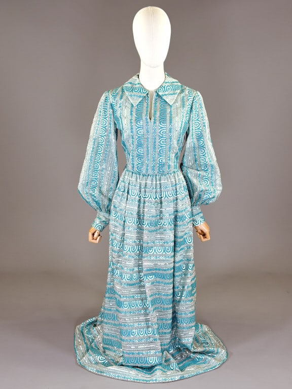 Vintage 1970s Lame Stripe Maxi Dress (1 of 8)