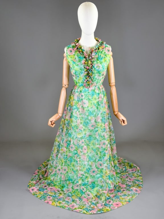 Vintage 1970s Floral Chiffon Maxi Dress (1 of 7)