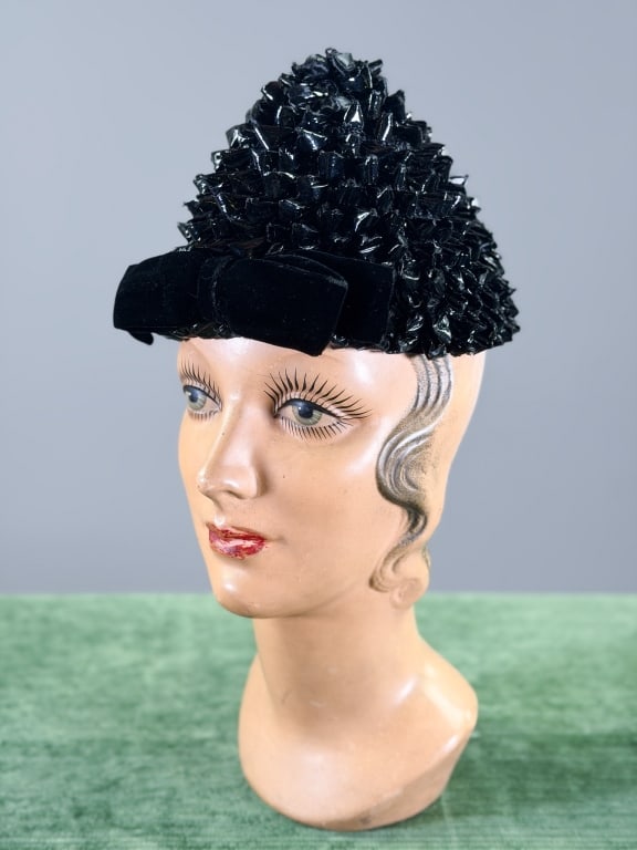 Vintage 1960s Raffia Woven Mod Beehive Cap Hat (1 of 7)