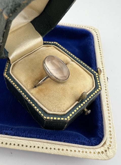 Antique Sterling Silver & Moonstone Cabochon Ring (1 of 5)