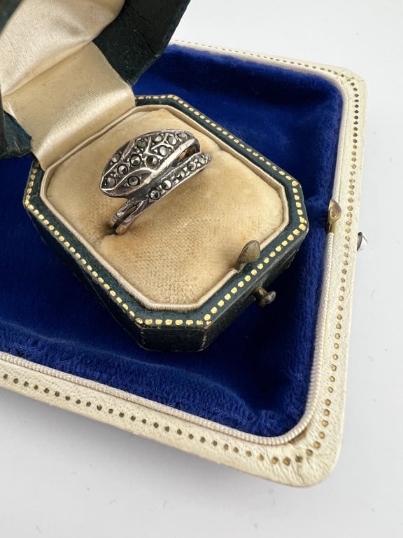 Vintage Sterling Silver & Marcasite Snake Ring (1 of 5)