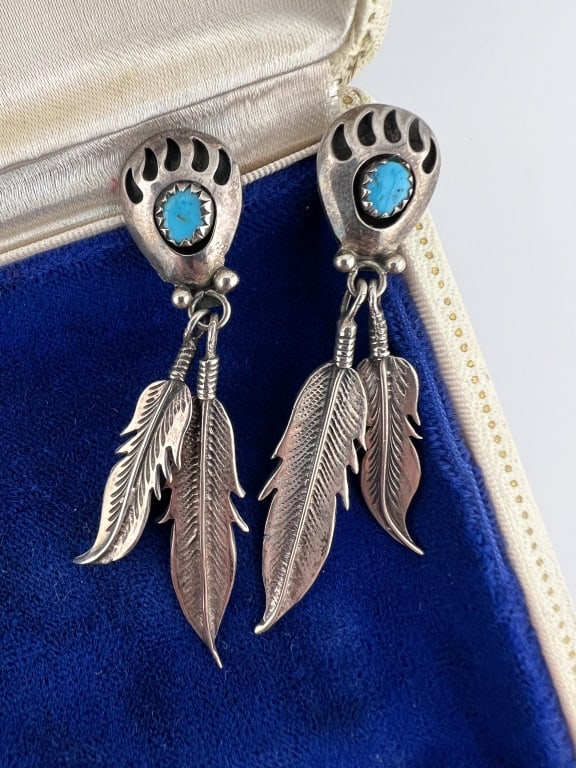 Vintage Native American Sterling Turquoise Earring (1 of 6)