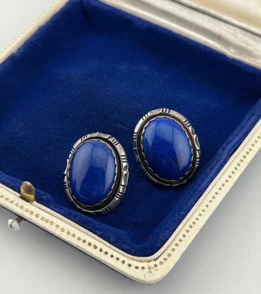 Vintage Native American Sterling & Lapis Earrings (1 of 6)