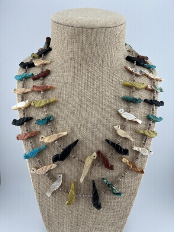 Signed Native American Sterling Fetish Necklace (1 of 12)