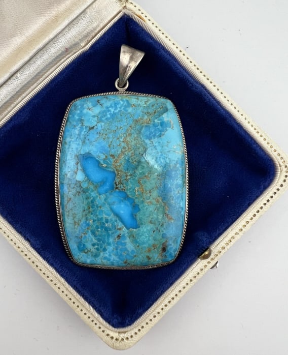 Huge Native American Sterling & Turquoise Pendant (1 of 7)