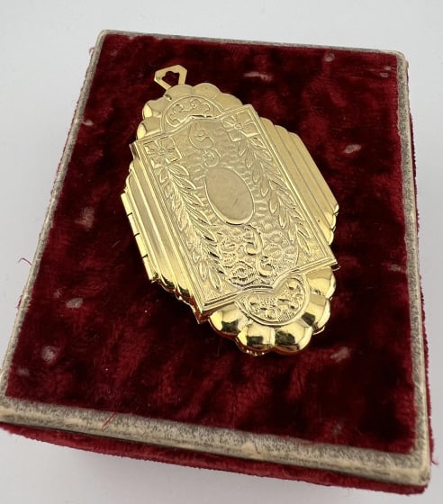 Art Deco Style Large Scale Locket Pendant: Art Deco Style Large Scale Locket Pendant. Measures 2.25 inches in length.
