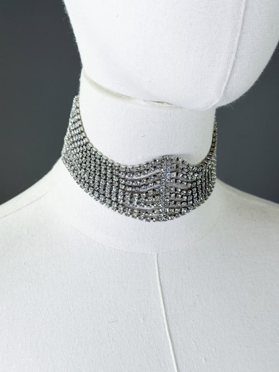 Vintage Rhinestone Choker Collar Necklace (1 of 11)