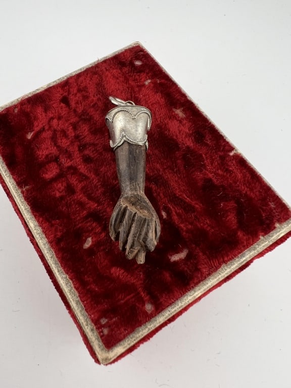 Antique Hand Carved Wooden Figa Pendant or Charm (1 of 6)
