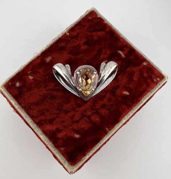 Art Nouveau Style Citrine Sterling Silver Pendant (1 of 6)