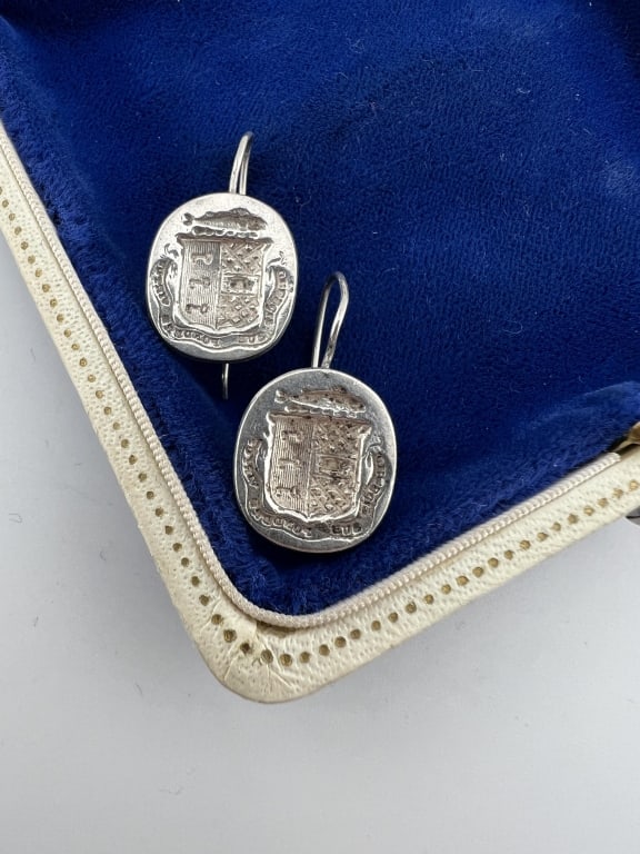 Pair Sterling Silver Coat of Arms Shield Earrings (1 of 6)