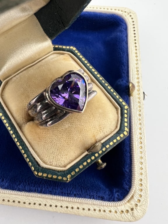 Sterling Silver w Gold Accent Iolite Heart Ring (1 of 6)