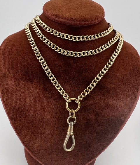 Long Curb Link Necklace Chain w Dog Clip (1 of 7)