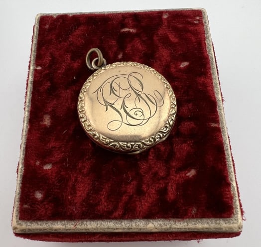 Antique C 1900 Gold Filled Monogram Locket Pendant (1 of 6)