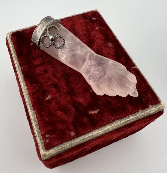 Large Scale Silver & Rose Quartz Figa Pendant (1 of 6)